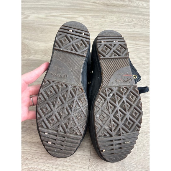 Converse Chuck Taylor All Star Black Leather Fur Lined Back Zip Boots Womens 9.5 - Picture 4 of 9